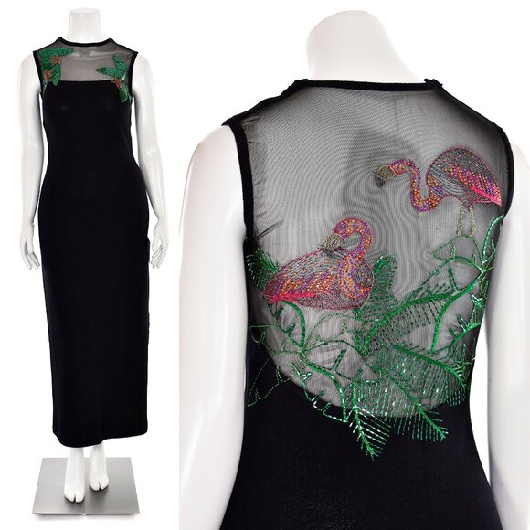 St. John Dresses & Skirts - St. John Evening Flamingo Embellished Gown in Black sz 10